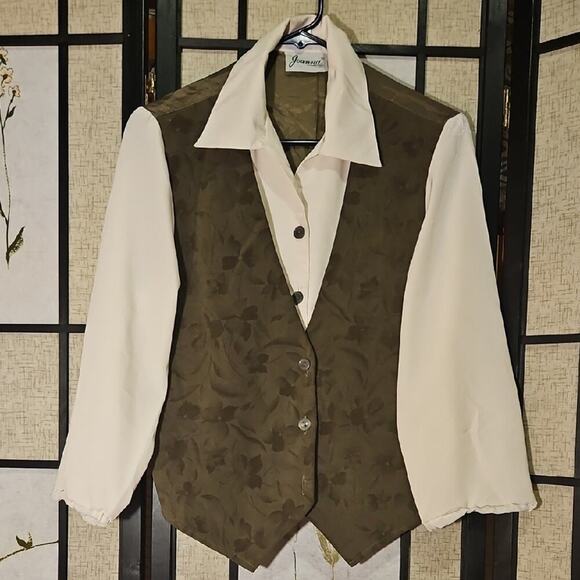 joanna Tops - Vintage Joanna Button Down Vest Blouse